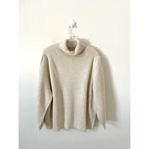 J. Crew Puff Sleeve Merino Wool Blend Turtleneck Sweater Tan Size 3X Plus NEW